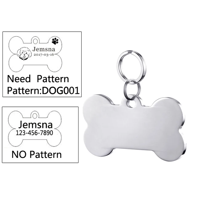 Pet id tag for tag stainless steel Bone dog id tag Free High Power Laser Engraving text on Pet Tags on two sides - GS002NA SLIVER 8