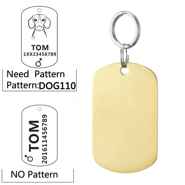 Pet id tag for tag stainless steel Bone dog id tag Free High Power Laser Engraving text on Pet Tags on two sides - FDN006na gold 20