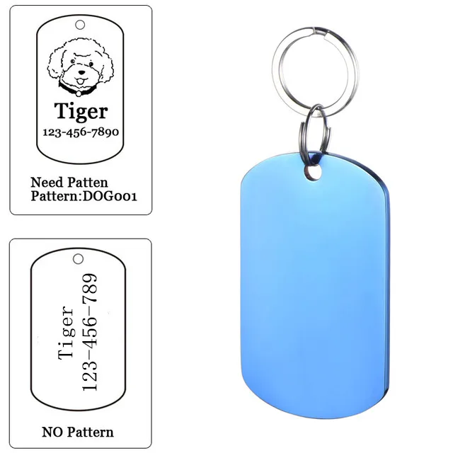 Pet id tag for tag stainless steel Bone dog id tag Free High Power Laser Engraving text on Pet Tags on two sides - FDN006na blue 21