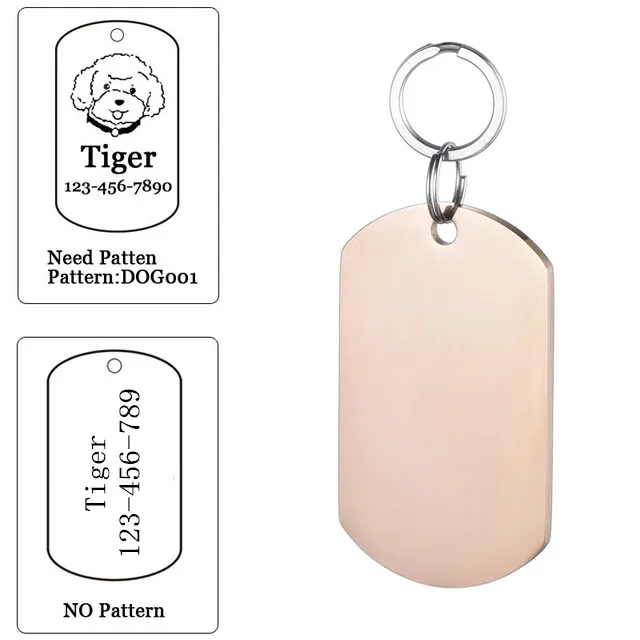 Pet id tag for tag stainless steel Bone dog id tag Free High Power Laser Engraving text on Pet Tags on two sides - FDN006na rose 23