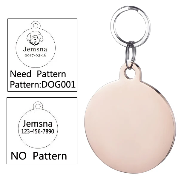 Pet id tag for tag stainless steel Bone dog id tag Free High Power Laser Engraving text on Pet Tags on two sides - YUAN025NA rose 24