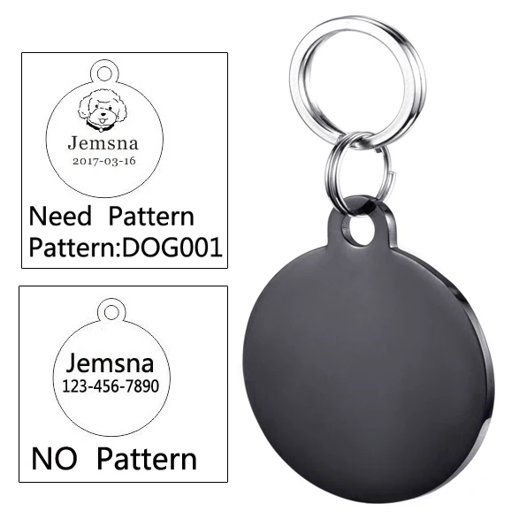 Pet id tag for tag stainless steel Bone dog id tag Free High Power Laser Engraving text on Pet Tags on two sides - YUAN025NA BLACK 16